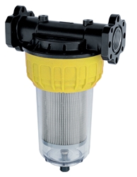 Filter-Komplettset mit Flanschanschluss mit 30 µ Wasserfiltereinsatz transparentes Gehäuse