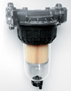 Filter-Komplettset mit Flanschanschluss mit 5 µ Feinfiltereinsatz transparentes Gehäuse