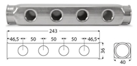 Verteiler Anschlussblock mit 4 Abg&amp;#228;ngen 1/2&amp;quot; IG