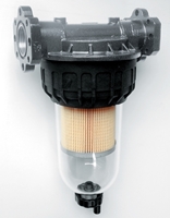 Filter-Komplettset mit Flanschanschluss mit 5 &amp;#181; Feinfiltereinsatz transparentes Geh&amp;#228;use