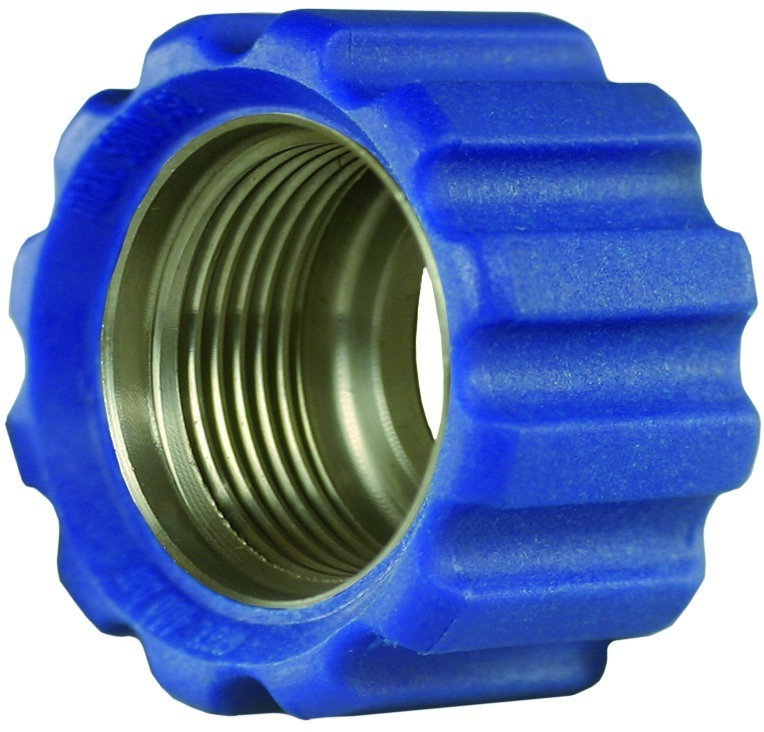 Überwurfmutter blau für Waschgerätepressnippel M22 IG, Ø = 16,4 mm